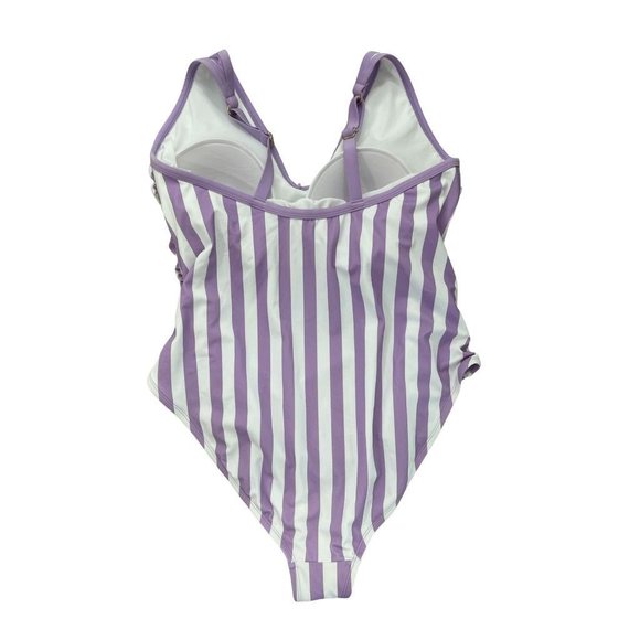 22W 🆕 Kona Sol Swim Purple/White Striped One Piece NWT - Picture 2 of 2